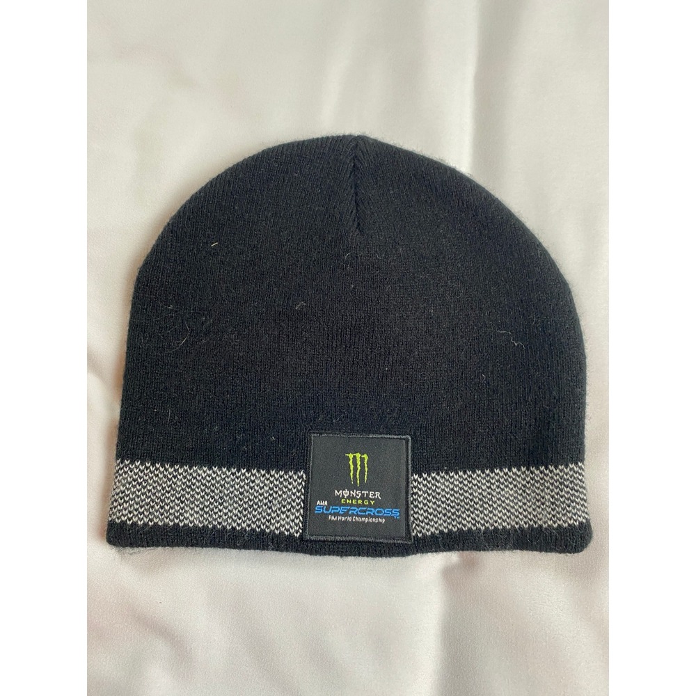 Monster Energy Supercross Beanie Mens OS Black Excellent AMA FIM Racing Hat